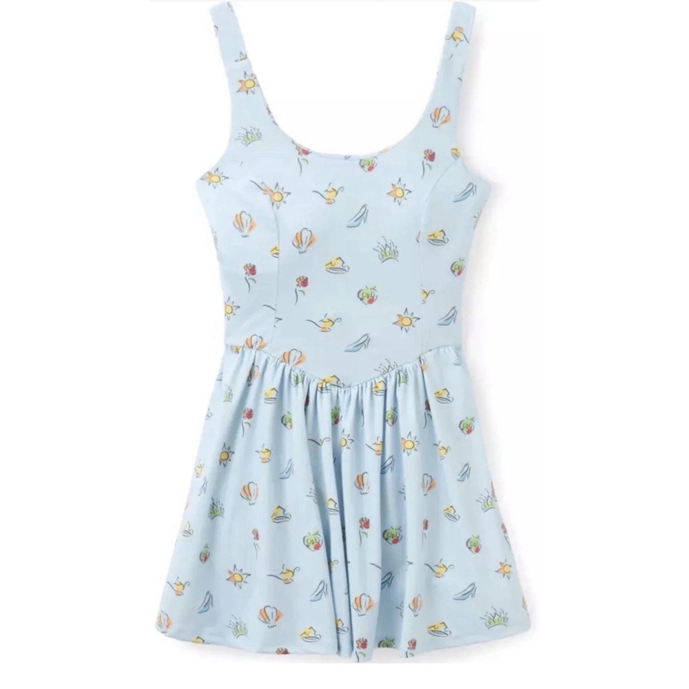 Disney Parks Her Universe Princess AOP BLUE Athletic Dress Large Skort Tank NWT